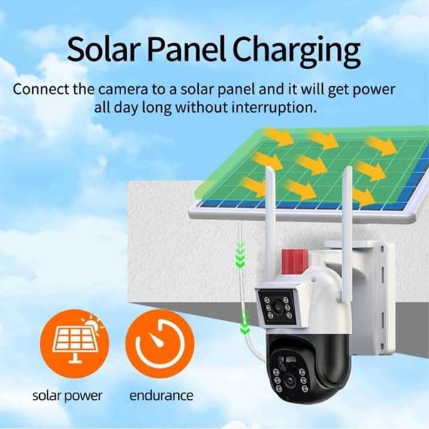 Cámara solar 360° wifi 4mp exterior inalámbrica doble lente