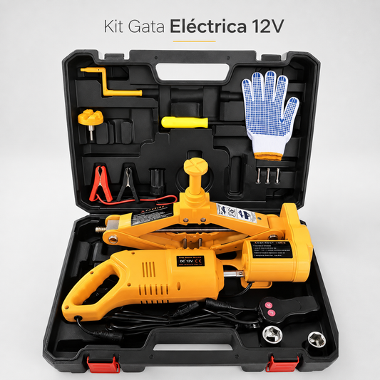 Kit Gata Eléctrica Para Autos 12 V con Llave de Impacto y LED