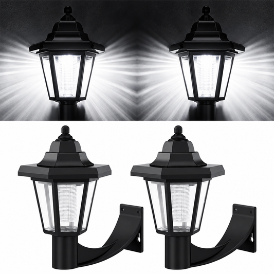 Pack 2 Faroles Solares LED de Pared 6000K para Jardín