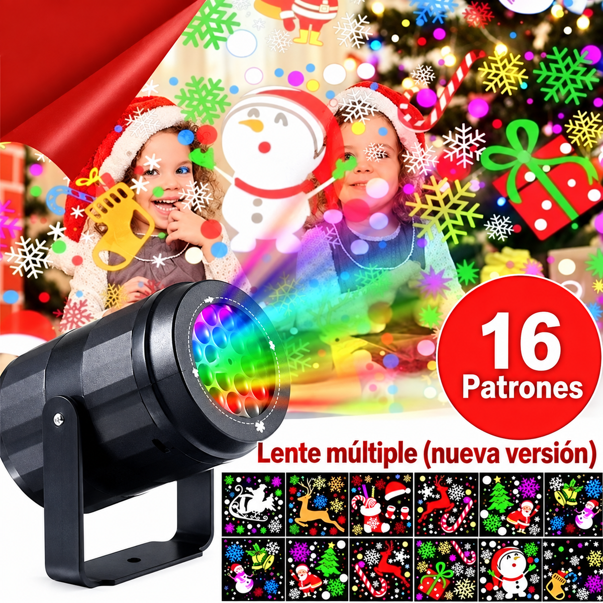 Proyector LED Navidad con 16 Figuras para Decoración