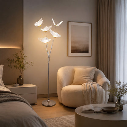 Lámpara de pie con mariposas para dormitorio y decoración interior acogedora