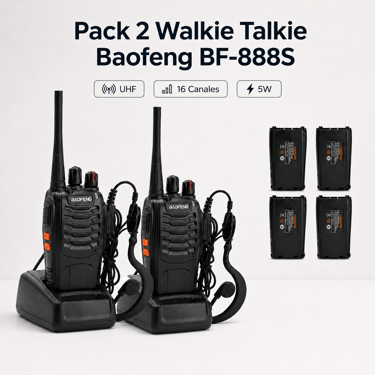Pack de 2 walkie talkies Baofeng BF-888S UHF con bases de carga
