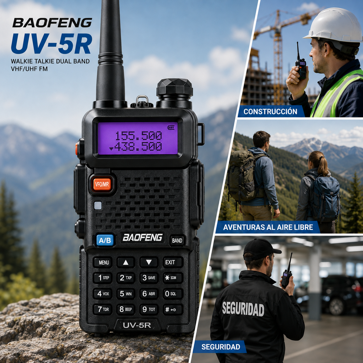 Walkie talkie Baofeng UV-5R para seguridad y actividades exteriores
