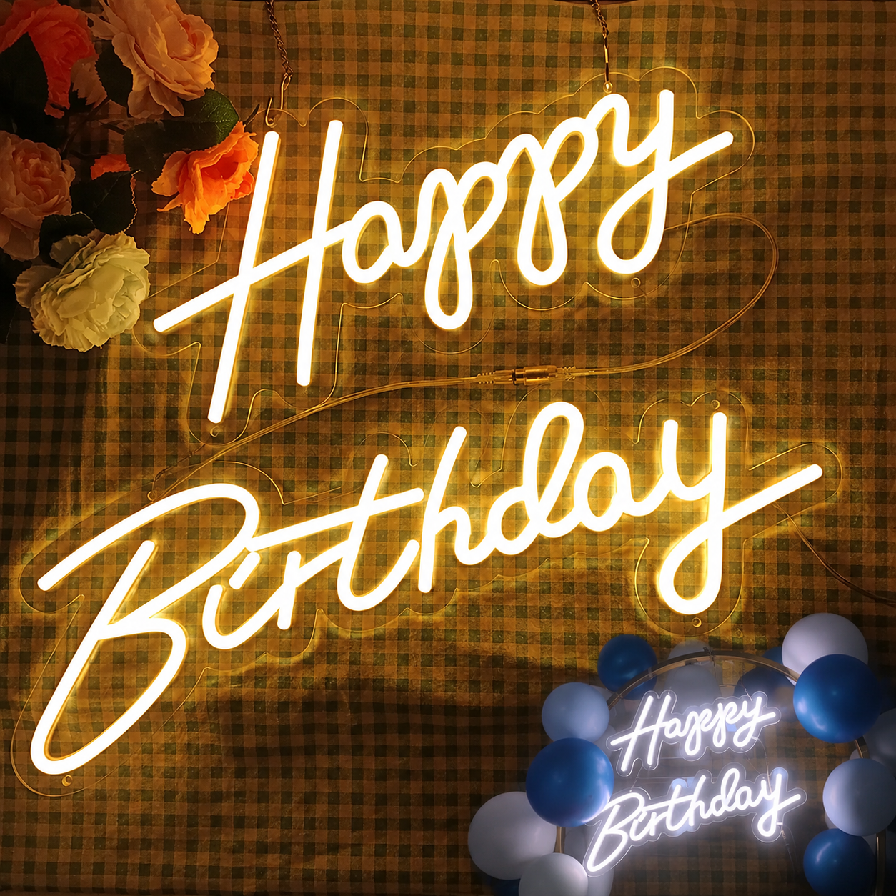 Letrero Neón LED Happy Birthday Luz para Fiesta 220V
