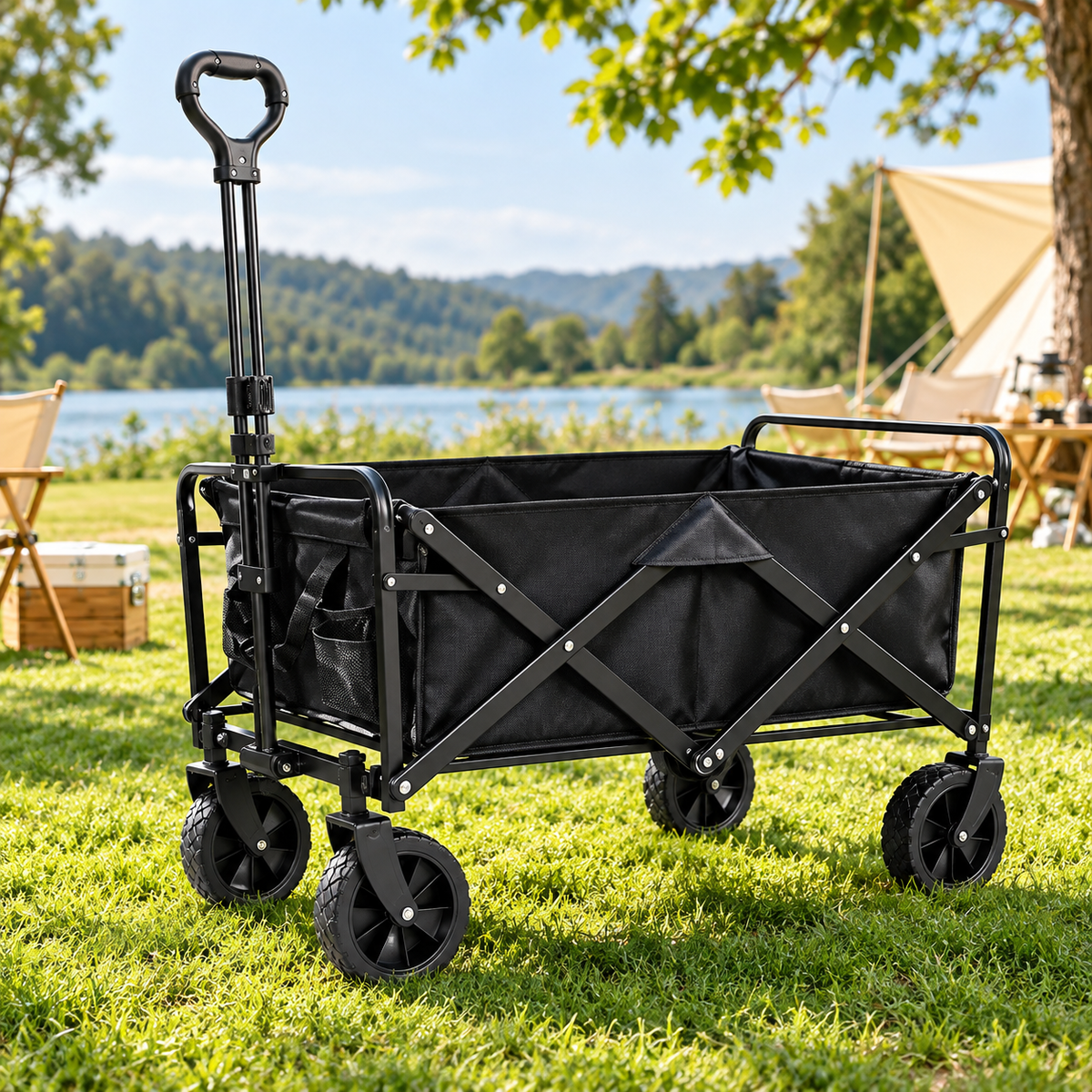 Carrito Plegable Multiuso 100 kg con Ruedas para Compras, Camping y Playa