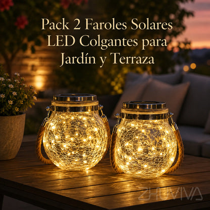 Pack 2 Faroles Solares LED Colgantes para Jardín y Terraza