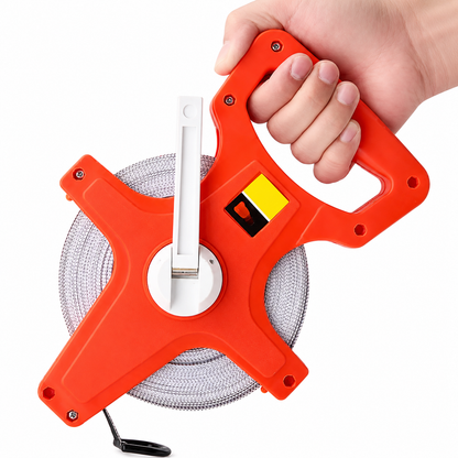 Huincha Métrica de Rollo Abierto 50 m con Manivela para Obras y Terreno