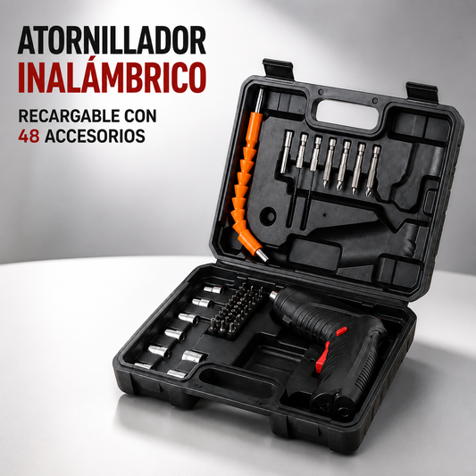 Atornillador Inalámbrico Recargable con Maletín y Accesorios
