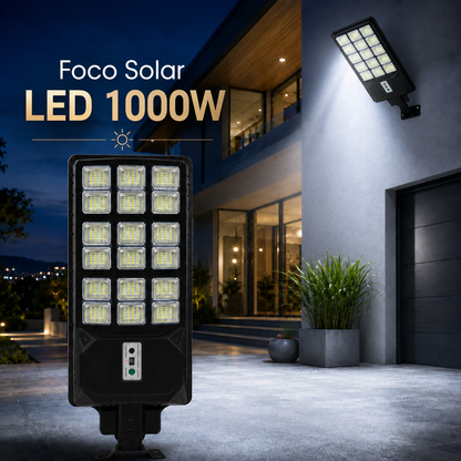 Foco Solar LED 1000W Exterior IP67 con Sensor para Patio, Jardín, Entrada y Parcela