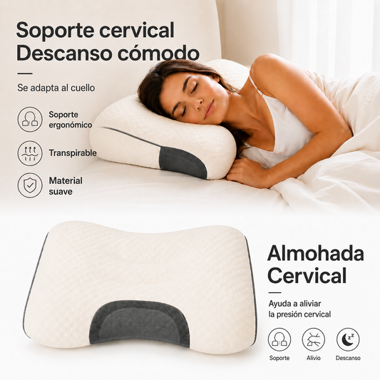Almohada cervical ergonómica para cuello con soporte cómodo para dormir