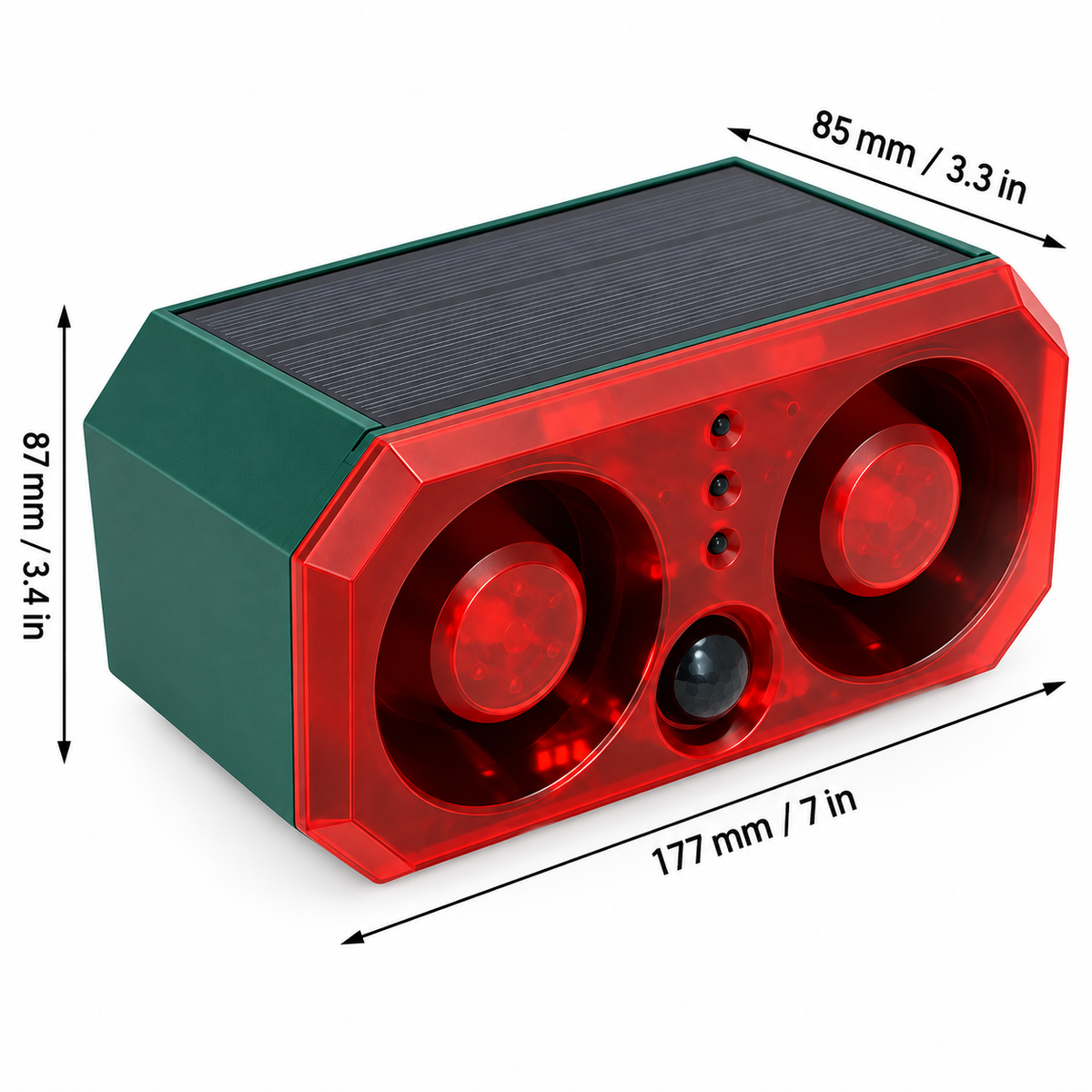 Alarma Solar con Sensor de Movimiento 130 dB, Luz Flash y Control Remoto