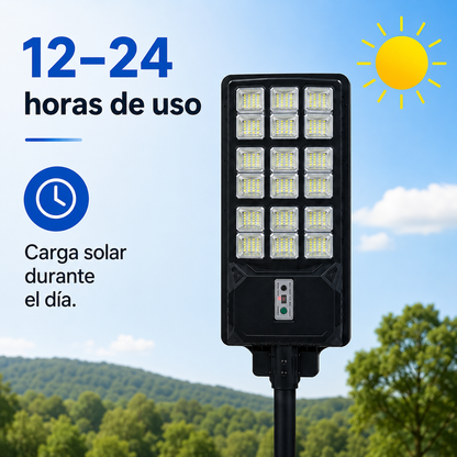 Foco solar exterior con carga solar 12 a 24 horas para patio y jardín