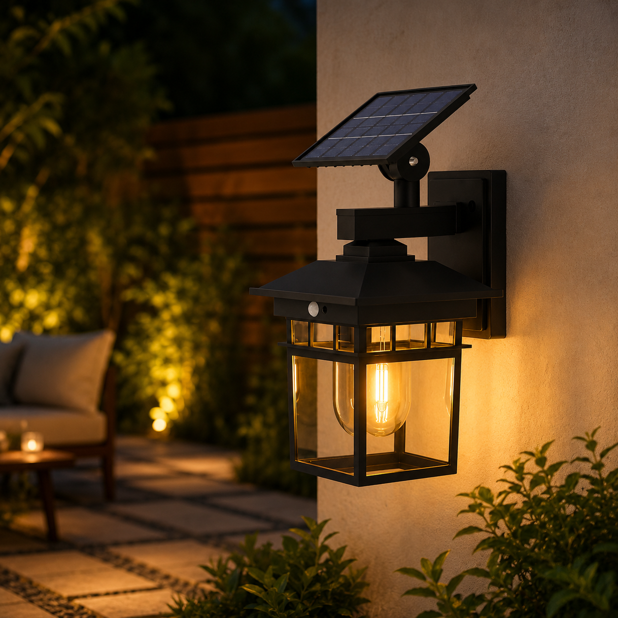 Lámpara Solar de Pared con Luz Cálida para Exteriores