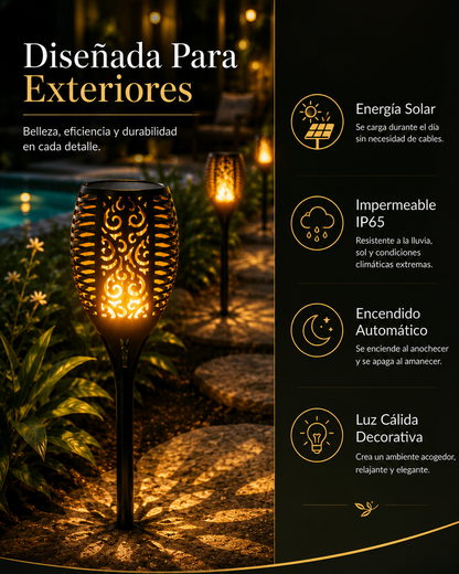 ZHUVIVA Antorcha Solar LED Exterior 58cm con Estaca para Jardín