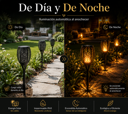 ZHUVIVA Antorcha Solar LED Exterior 58cm con Estaca para Jardín