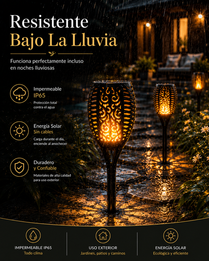 ZHUVIVA Antorcha Solar LED Exterior 58cm con Estaca para Jardín