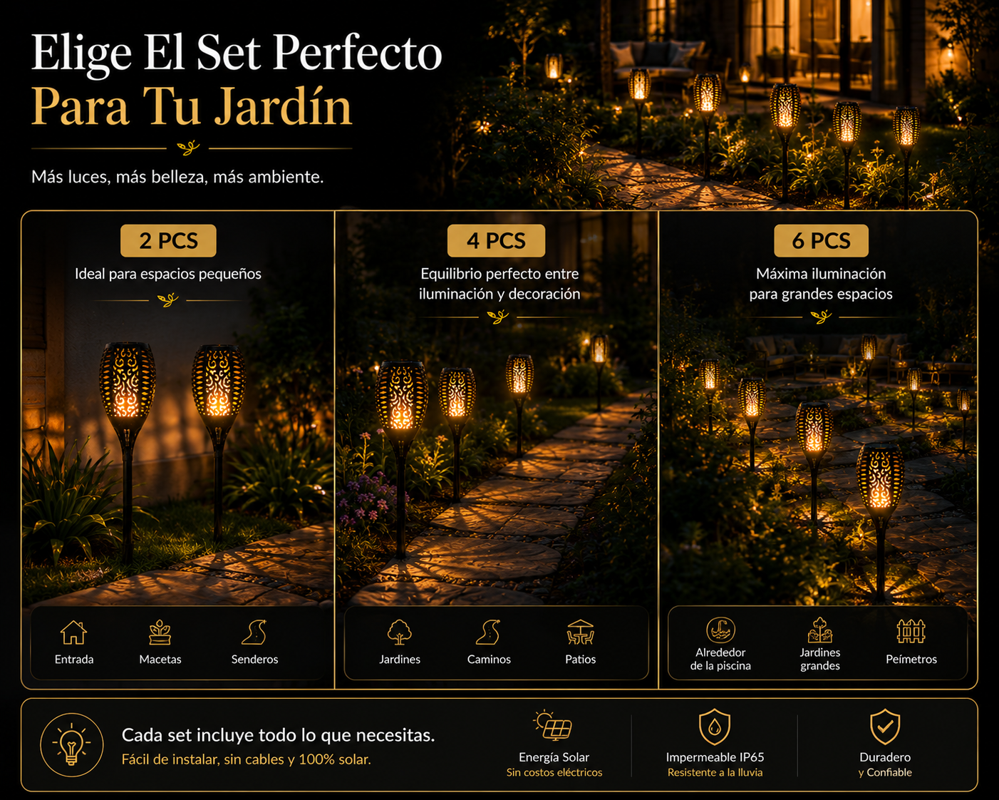 ZHUVIVA Antorcha Solar LED Exterior 58cm con Estaca para Jardín