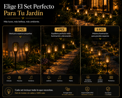 ZHUVIVA Antorcha Solar LED Exterior 58cm con Estaca para Jardín