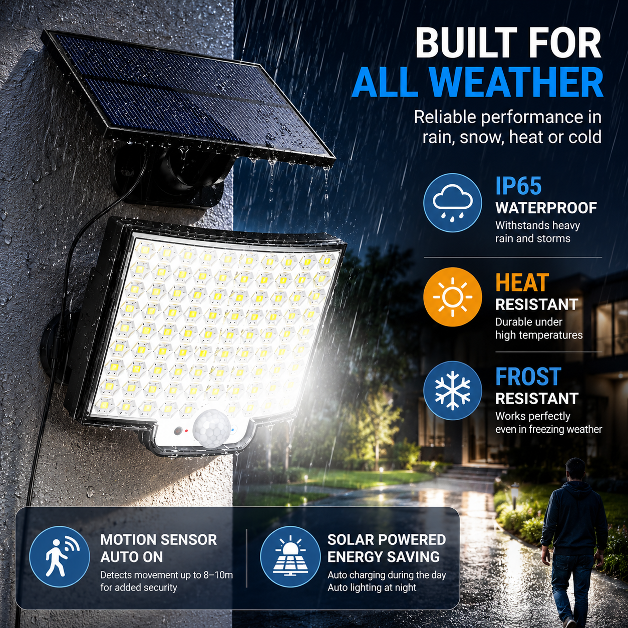 Foco Solar Exterior LED con Sensor de Movimiento y Control Remoto, Luz Solar Impermeable para Jardín y Garaje