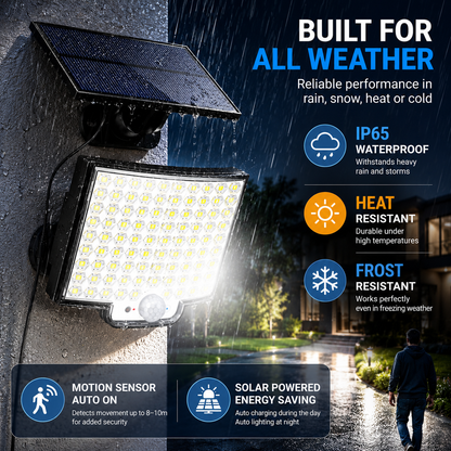 Foco Solar Exterior LED con Sensor de Movimiento y Control Remoto, Luz Solar Impermeable para Jardín y Garaje