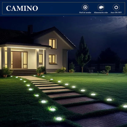 Pack de 4 Focos Solares para Jardín con 8 LED, Tipo Empotrado, Luz Blanca