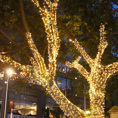 Pack X2 Luces Guirnaldas Solares Navidad 100 Led 10 Metros Luces Amarillo