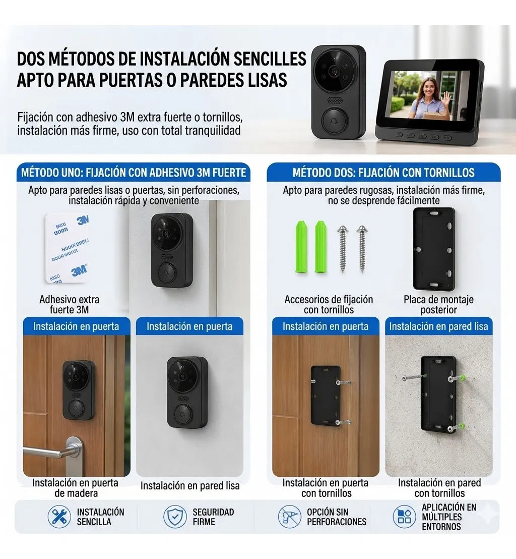Timbre Visual 1080p Cámara Hd Y Pantalla 4.3 Pulgadas