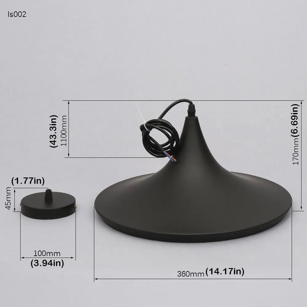Lámpara de techo colgante negra estilo industrial con diseño moderno