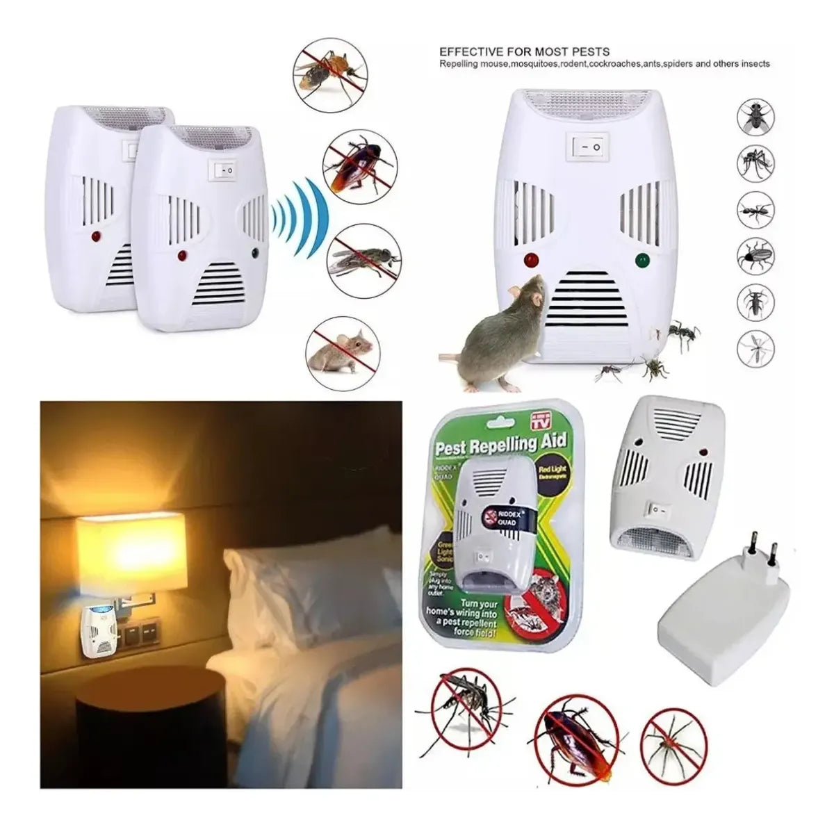 Repelente electrónico enchufable para cocina, dormitorio, bodega y sala