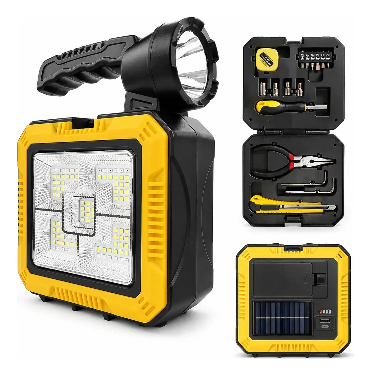 Linterna Solar Recargable 1000 lm con Kit de Herramientas USB