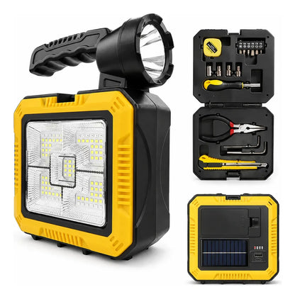 Linterna Solar Recargable 1000 lm con Kit de Herramientas USB