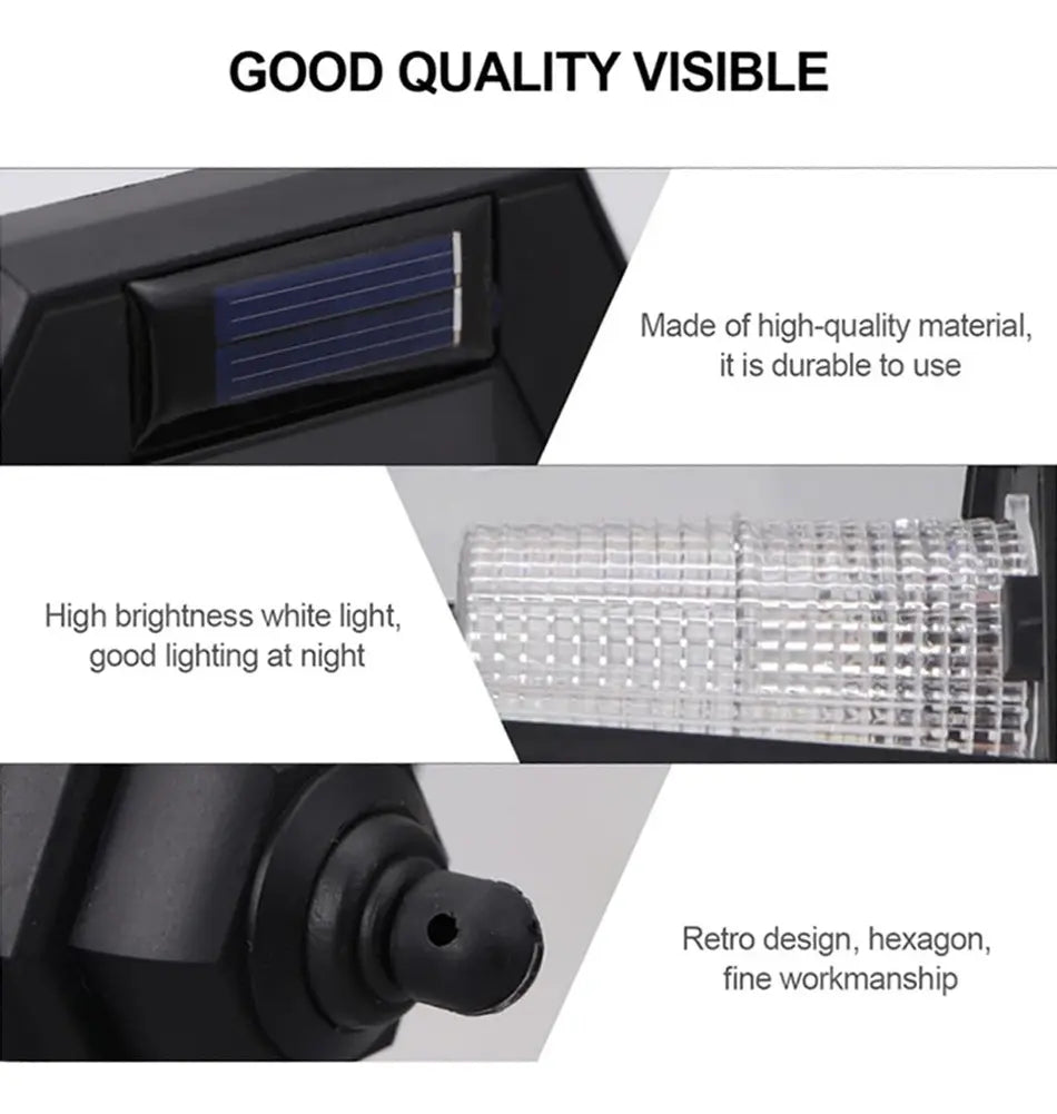 Pack 2 Faroles Solares LED de Pared 6000K para Jardín