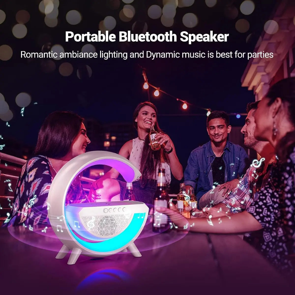 Lámpara De Mesa Con Altavoz Bluetooth Luz Inteligente Color