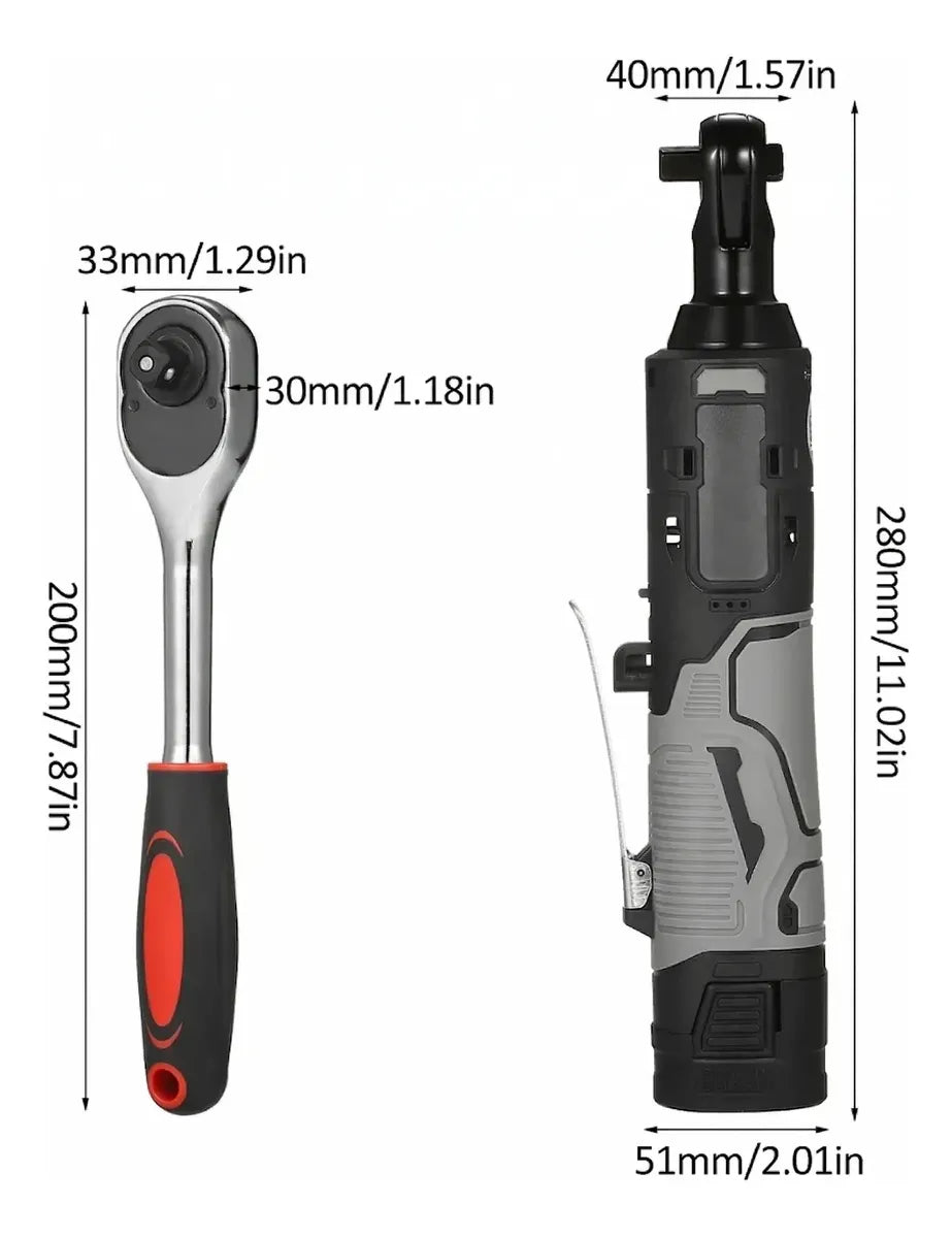 Medidas de la llave chicharra eléctrica y llave manual incluidas