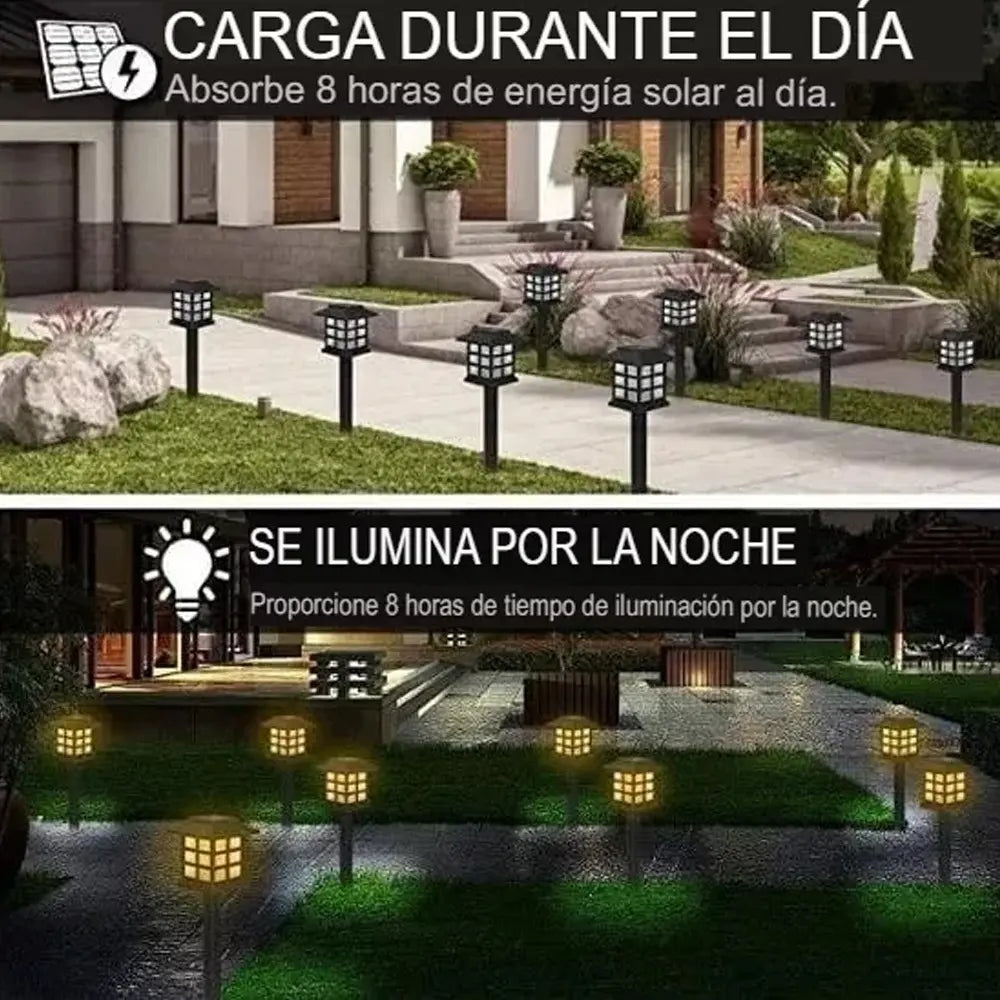 Pack 6 Lámparas Solares Farol Led Estaca Para Jardín Patio