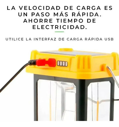 Linterna Farol LED Recargable 2 en 1 USB-C 480 lm con Panel Solar
