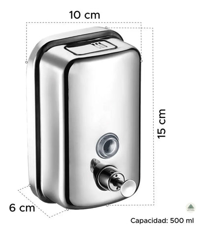 Dispensador Jabón Líquido Acero Inoxidable 500ml Para Pared