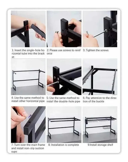 Secaplatos Sobre Lavaplatos 85cm Negro 2 Niveles Multifunció