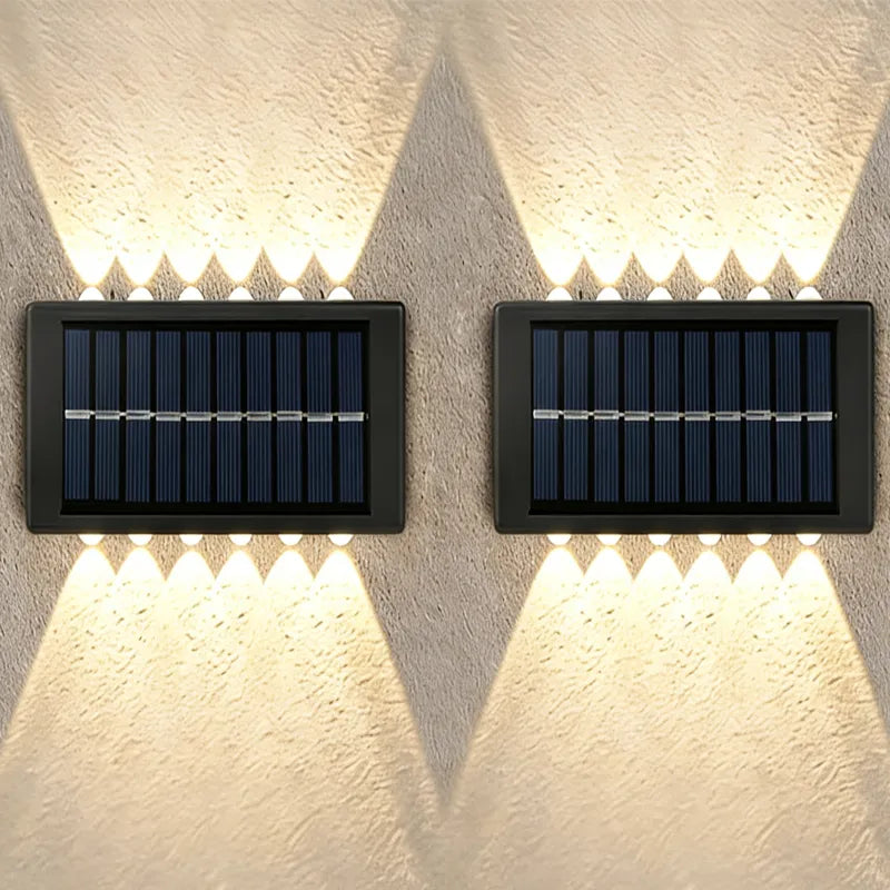Pack 2 Focos Solares Led 12 Leds Doble Luz Exterior Muro