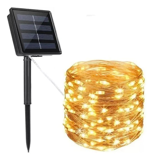 Guirnalda Solar 300 Led Luz Cálida 30m Ideal Para Exteriores