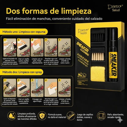Kit Limpieza Zapatillas 4 En 1 Espuma Cepillos Brillo