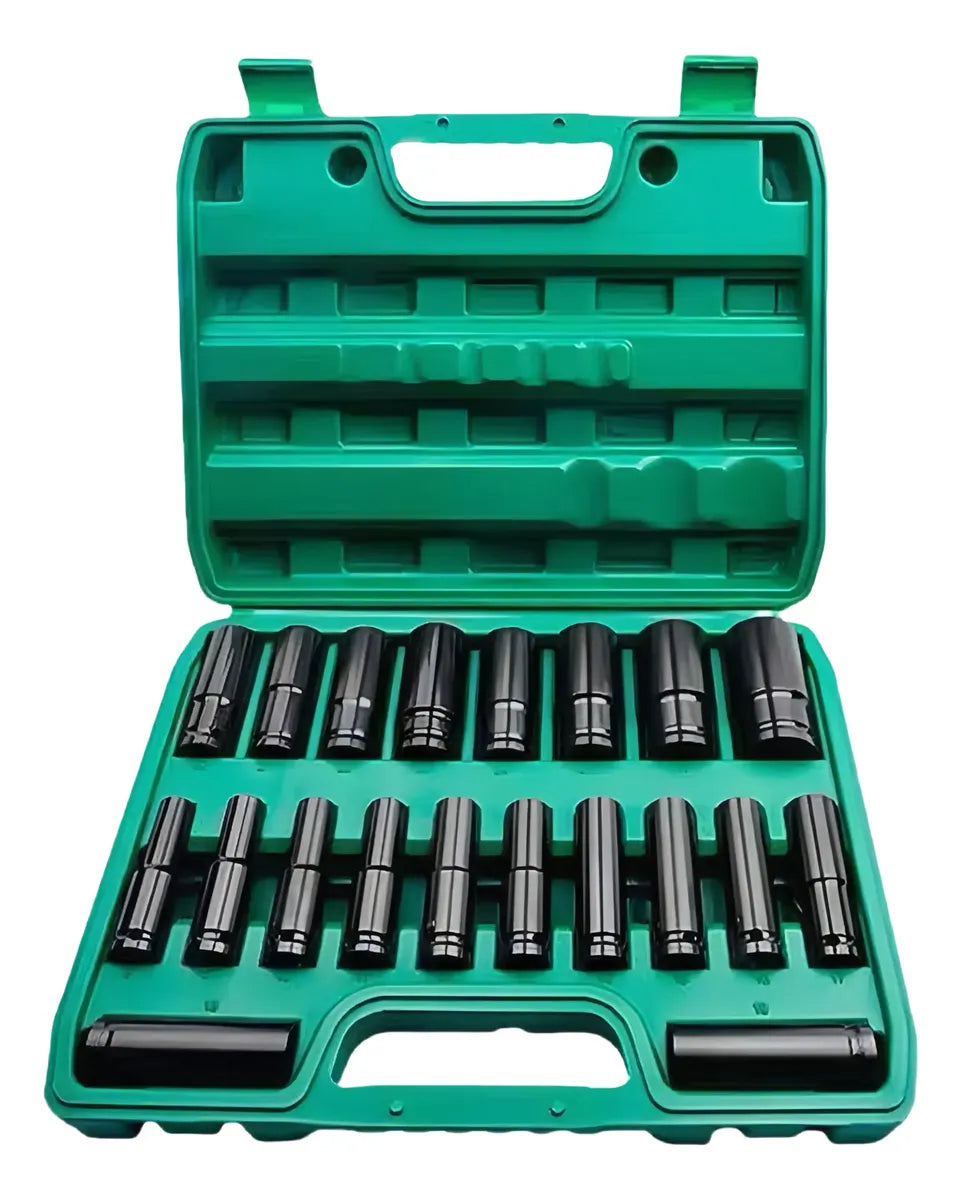 Juego Dados Largos De Impacto 20 Piezas 8-32mm 1/2 Cr-V