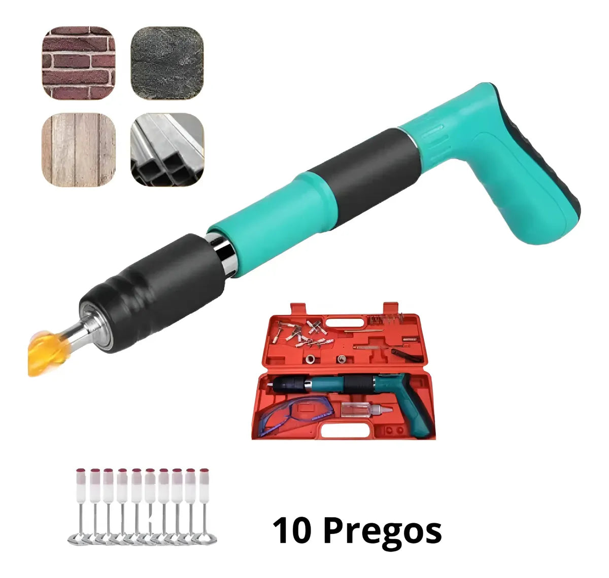 Pistola Clavadora Manual Ajustable para Muro con Maletín