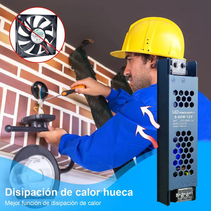 Fuente de Poder Slim 12V 5A 60W para Tiras LED Interior