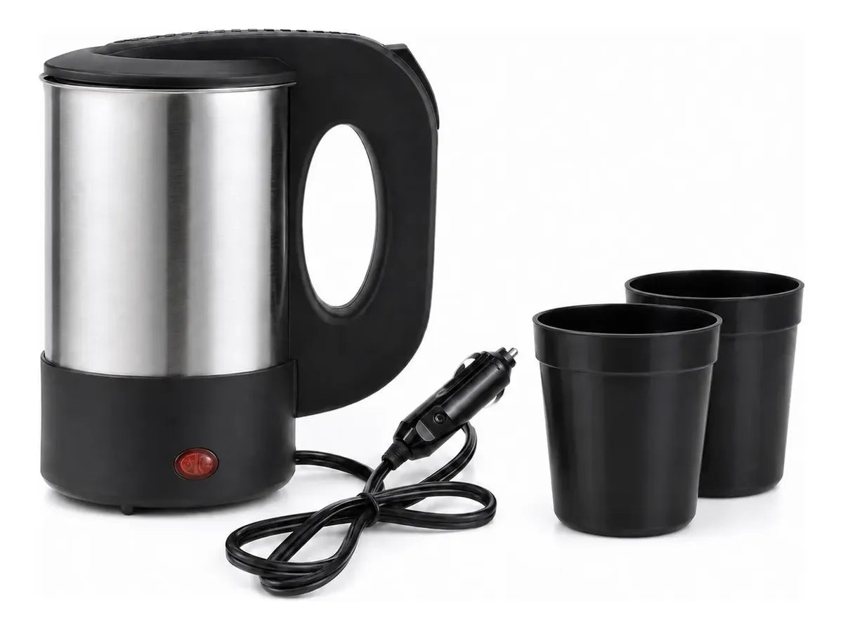 Hervidor Eléctrico Portátil 12 V para Auto 500 ml con 2 Tazas