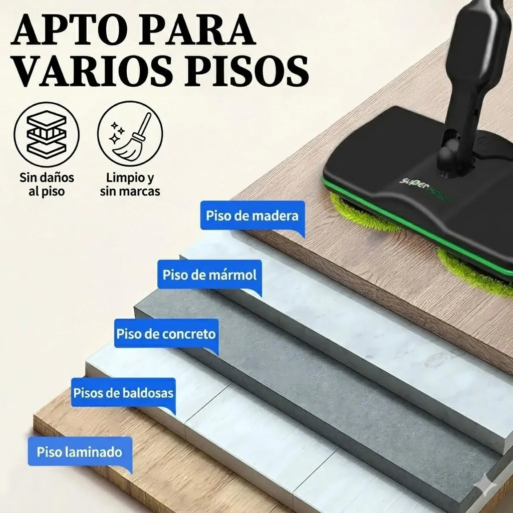 Mopa Eléctrica Giratoria Supermaid Limpia Y Pule Pisos
