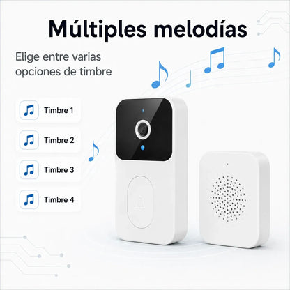 Timbre Inteligente WiFi Tuya con Cámara, Audio Bidireccional y Visión Nocturna para Casa, Departamento y Oficina
