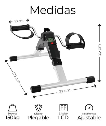 Pedalera de Ejercicio Plegable con Monitor LCD para Casa y Oficina