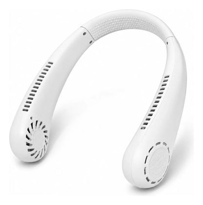 Ventilador de cuello sin aspas blanco con diseño manos libres