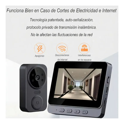 Timbre Visual 1080p Cámara Hd Y Pantalla 4.3 Pulgadas